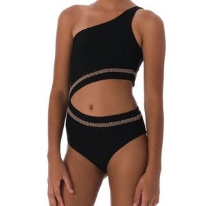 Submarine Girls one piece swimsuit one shoulder.